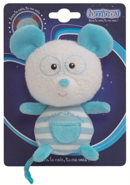 Jemini Peluche Luminou Souris Première dent Bleu - 13 cm